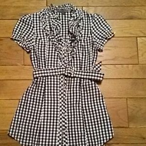 Forever 21 women's checkered belted blouse